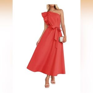 Elegant Red One-Shoulder Dress